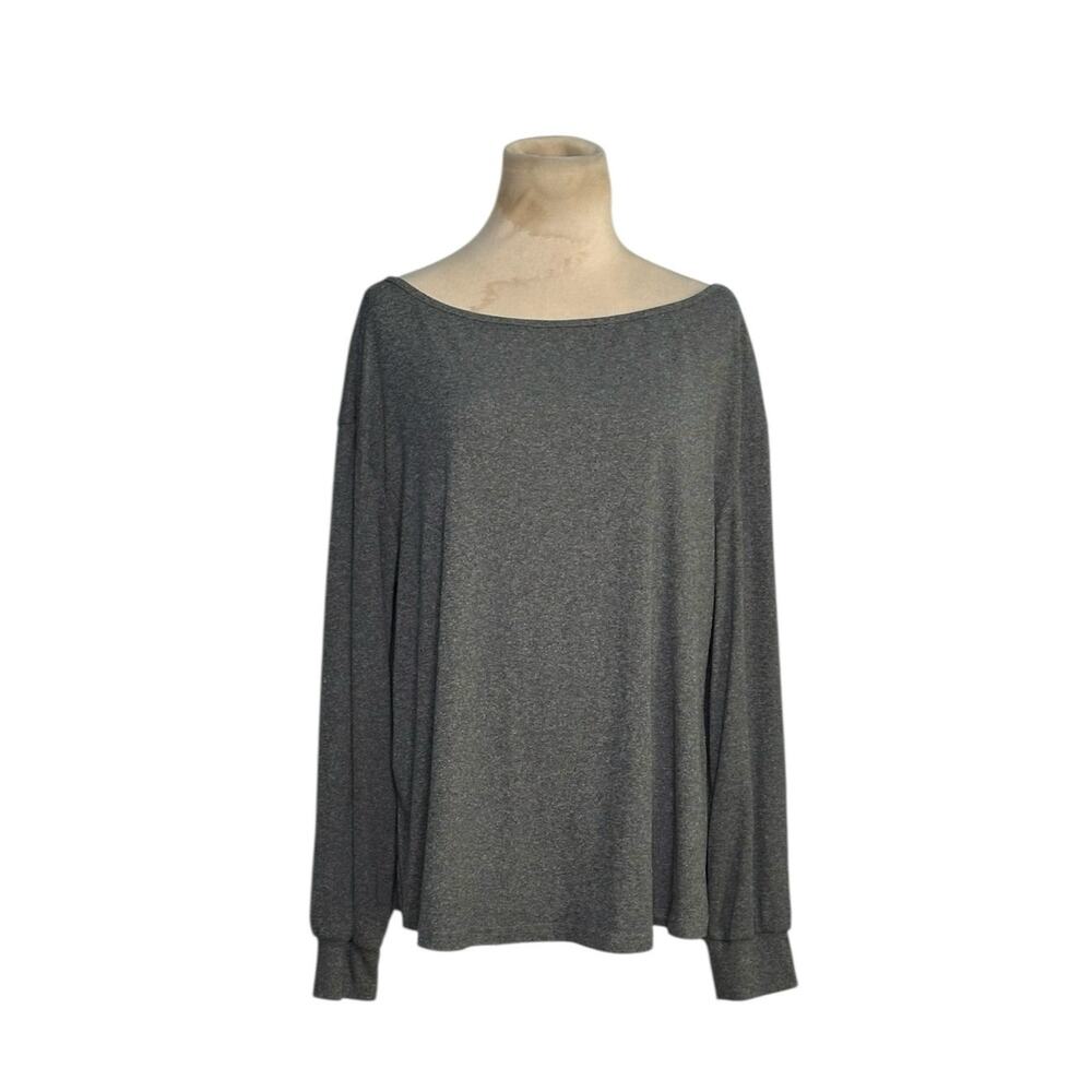 Shein gray long sleeves boat neck top size Large